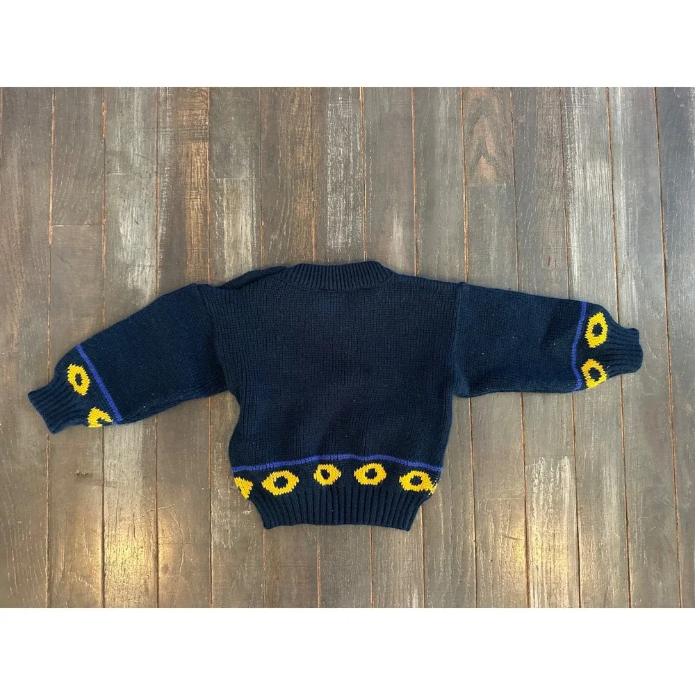 Vintage‎ Carters Baby Boys Blue Tool Intarsia Knit Sweater 12 Months